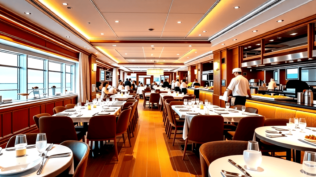 Stylized text overlaying a ship deck reading 'Over 20+ Eateries On Board, All Included'