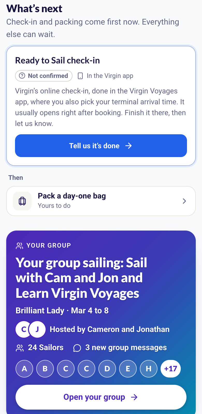 A look inside the CJ Travel Connect home dashboard
