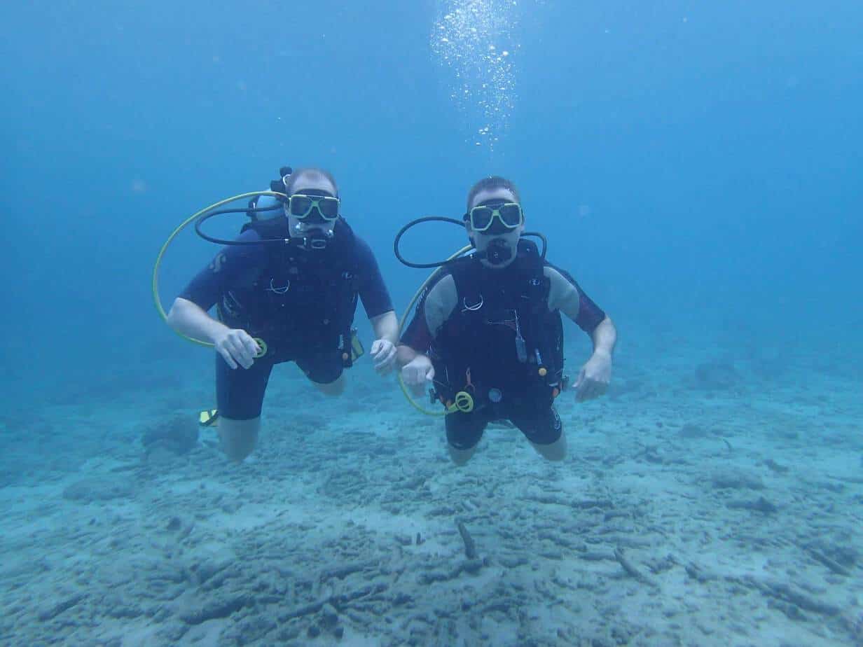 Cam and Jonathan Diving in Curacao