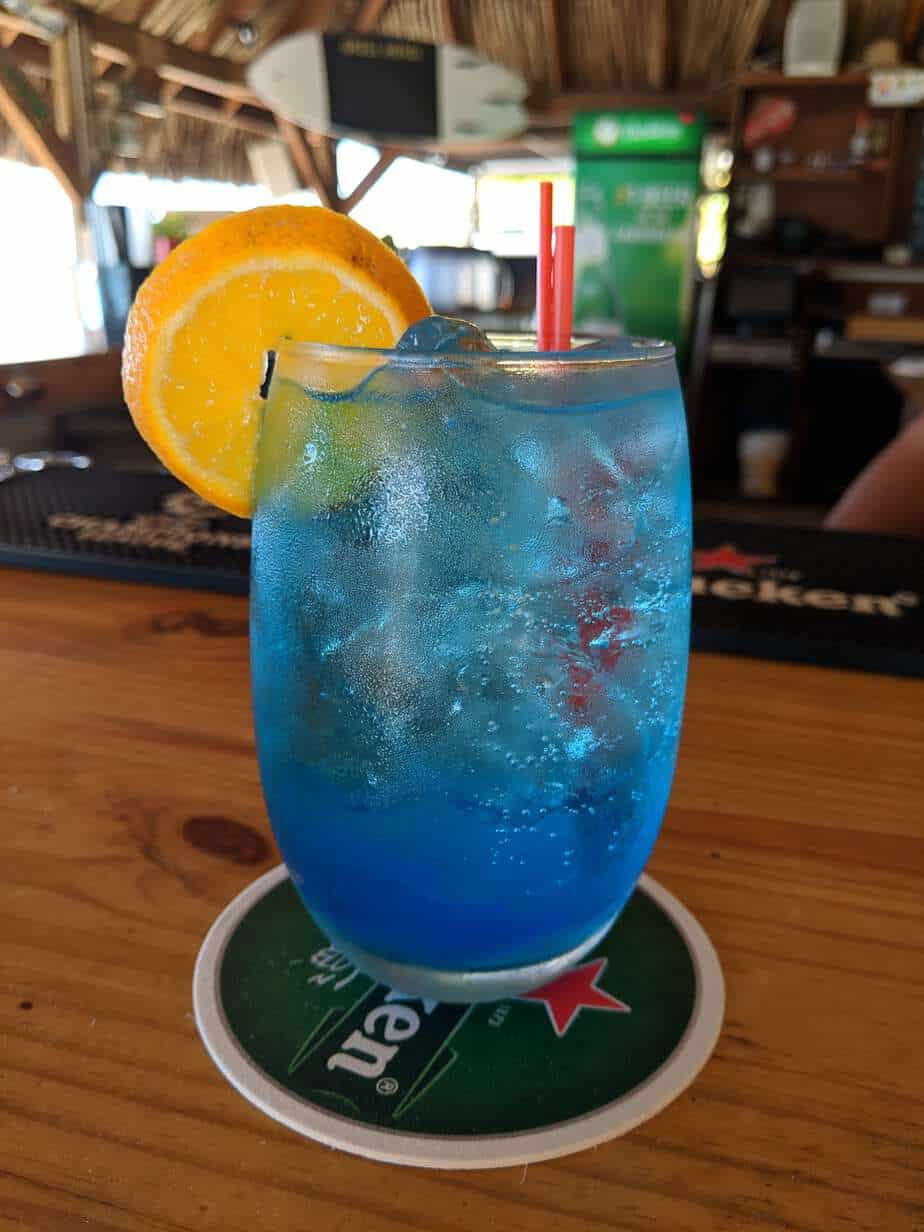 A refreshing drink at Mambo Beach Curacao