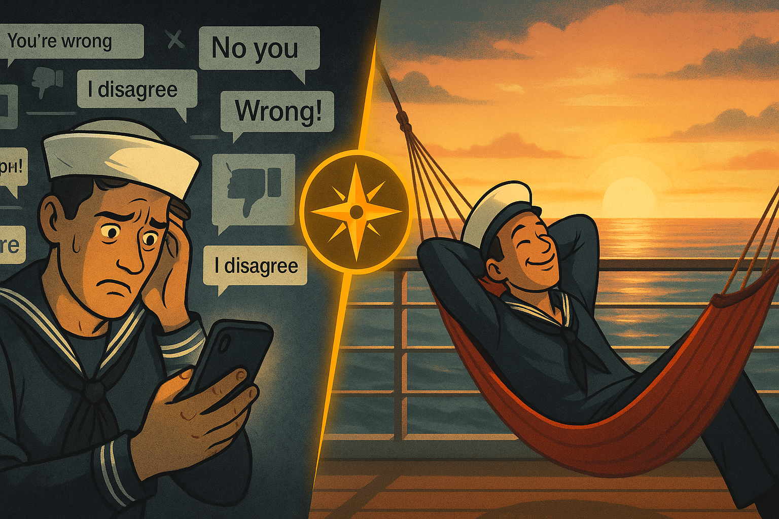 A collage showing the logos of Reddit and Facebook over a Virgin Voyages ship, representing the potential pitfalls of online forums for cruise planning.